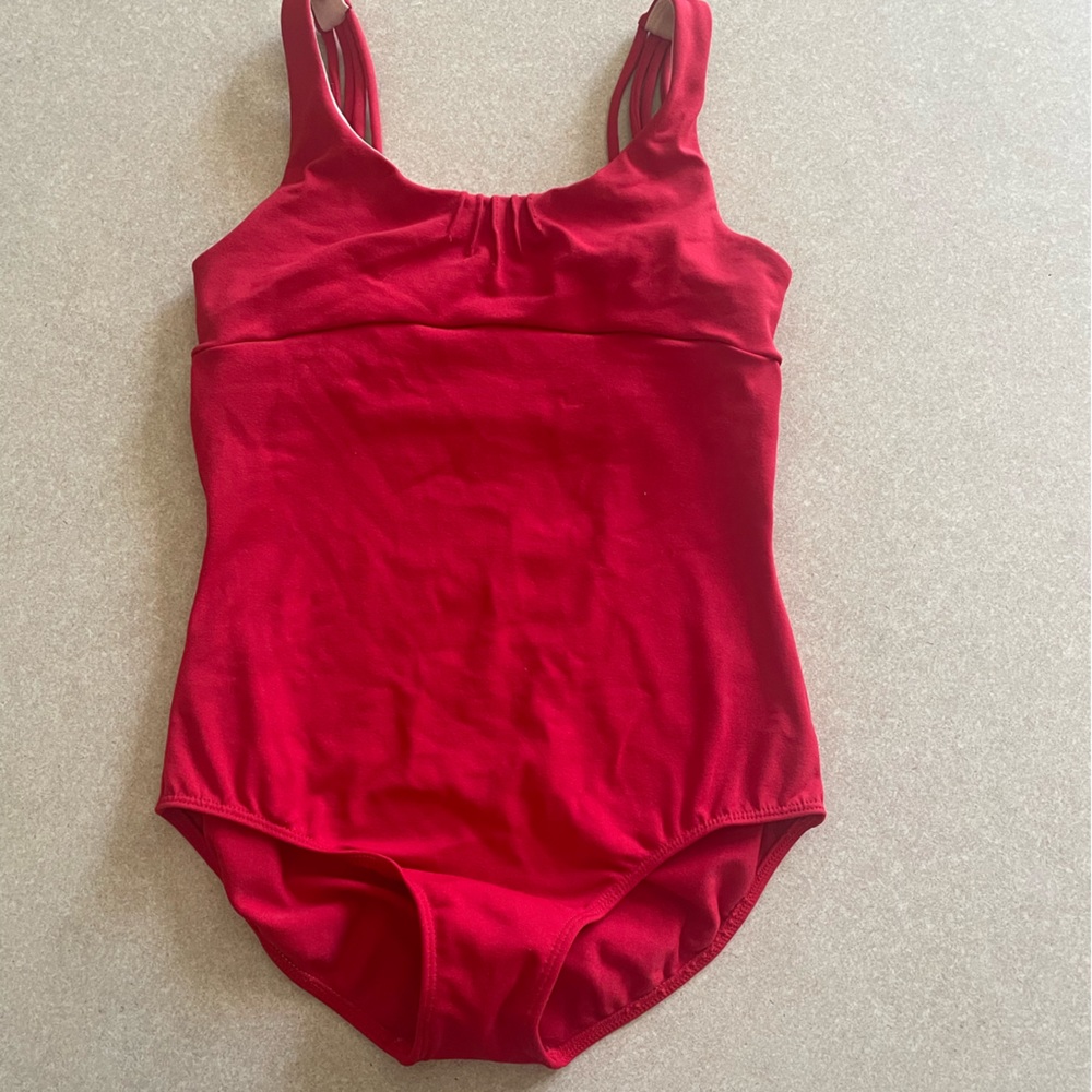 Block cotton red woven back leotard girls size 8/10.